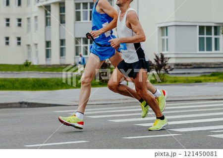 blind runner with his guide running city marathon blind runner with his guide running city marathon 121450081