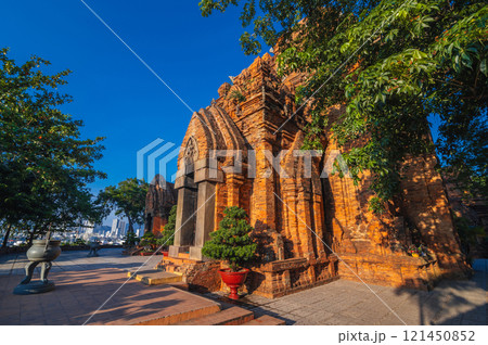 ancient Po Nagar Cham Towers in Nha Trang in Vietnam. Historical ruins ancient Po Nagar Cham Towers in Nha Trang in Vietnam. Historical ruins 121450852