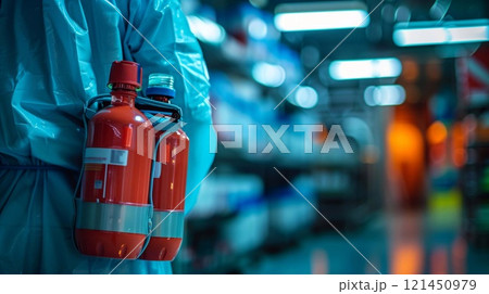 Medical personnel prepares for emergency response to poisoning with safety equipment and supplies Medical personnel prepares for emergency response to poisoning with safety equipment and supplies 121450979