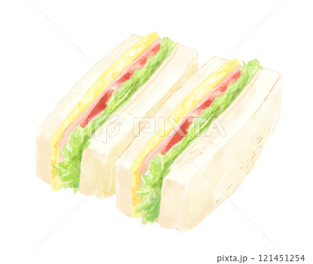 シンプルな手描きサンドイッチ(BLT・たまご) 121451254