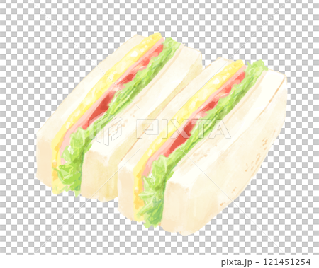 シンプルな手描きサンドイッチ(BLT・たまご) 121451254