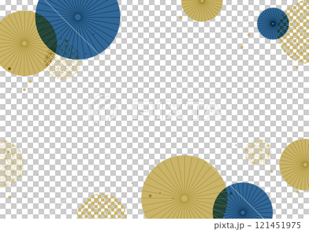 日式雨傘藍色圖形框架背景素材 121451975