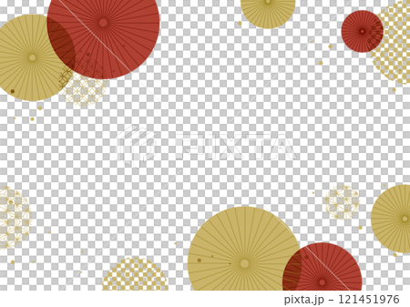 和風 傘 赤 グラフィック フレーム 背景素材 121451976