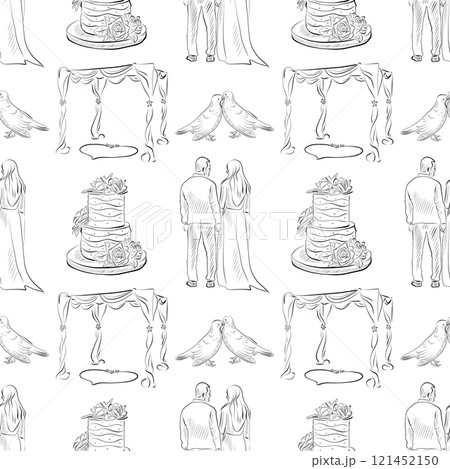 vector seamless patterns of line art elements on the theme of wedding vector seamless patterns of line art elements on the theme of wedding 121452150