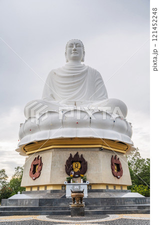 big white Buddha statue at Long Son Pagoda in Nha Trang in Vietnam in Asia 121452248