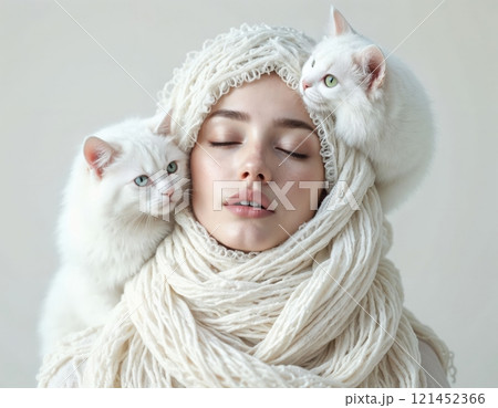 Portrait with kittens. 121452366