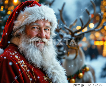 Santa Claus with a deer. Santa Claus with a deer. 121452389
