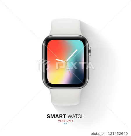 smart watch silver color steel case on white background. stock vector illustration eps10 121452640
