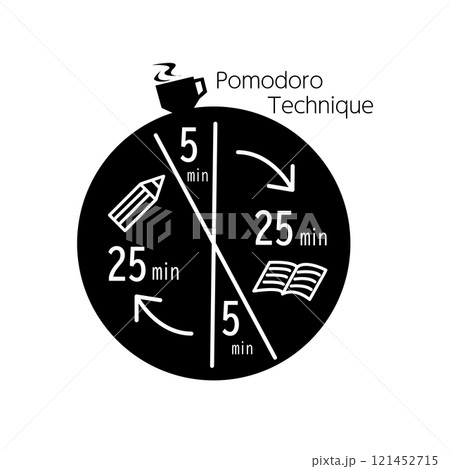 ポモドーロテクニック　集中　イラスト 121452715