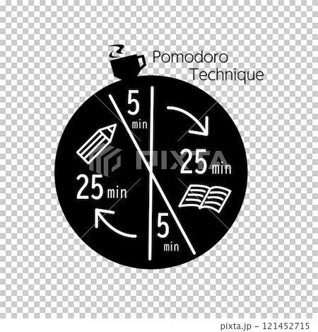 ポモドーロテクニック　集中　イラスト 121452715