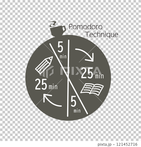 Pomodoro technique concentration illustration 121452716