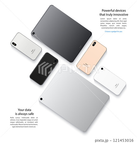 smartphones and tablets mockup on white background. stock vector illustration eps10 smartphones and tablets mockup on white background. stock vector illustration eps10 121453016