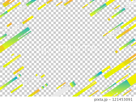 斜めの幾何学の背景デザイン　緑とオレンジ 121453091