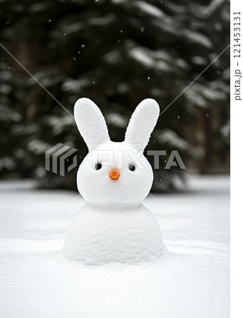 可愛いうさぎの雪だるまのイラスト素材 [121453131] - PIXTA