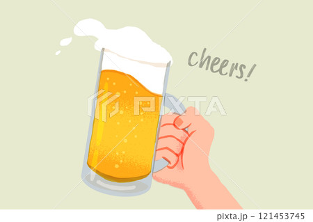 ビールジョッキを持つ手のイラスト ビールジョッキを持つ手のイラスト 121453745