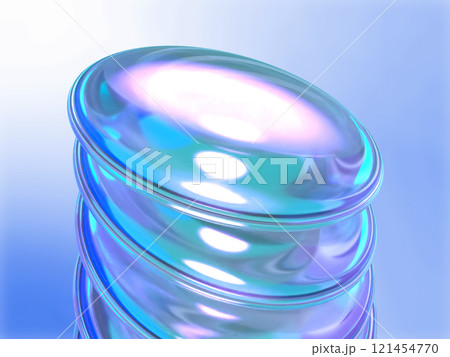 幻想的な光に包まれたクリスタルレンズ群の3Dイラスト 121454770