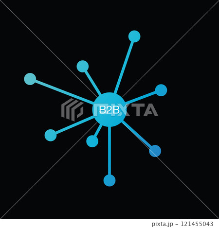 B2B icon on black background. Business to business concept. Marketing strategy. Vector B2B icon on black background. Business to business concept. Marketing strategy. Vector 121455043
