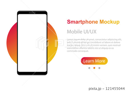 Frame of mobile phone on colored background. Mockup generic device with empty display. Frame of mobile phone on colored background. Mockup generic device with empty display. 121455044
