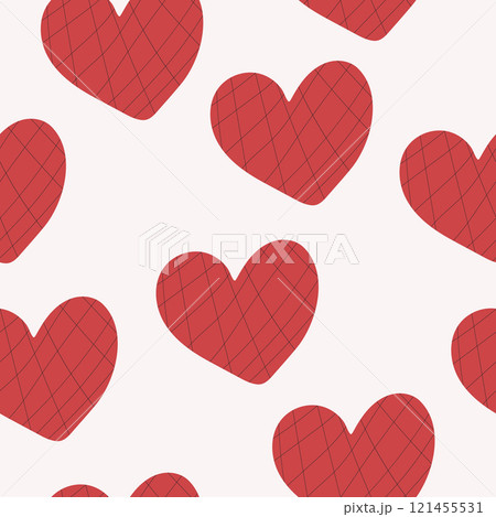 Hand drawn hearts seamless pattern. Red love symbol for romantic Valentine's Day design. 121455531