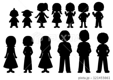 色んな人のシルエットのイラストセット 色んな人のシルエットのイラストセット 121455661