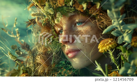 Spirit Of The Herbs Symbolic Woman Portrait Spirit Of The Herbs Symbolic Woman Portrait 121456709