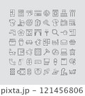 Vector Icons Representing Household and Cleaning Items Including Washer, Fridge, Bathroom, and More 121456806