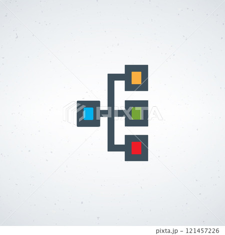 Editable hierarchy, organizational chart, structure, flowchart mindmap vector icon. Business, job, office. Stock vector illustration isolated on white background. 121457226