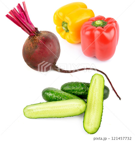 Set of vegetables isolated on a white. Collage. 121457732
