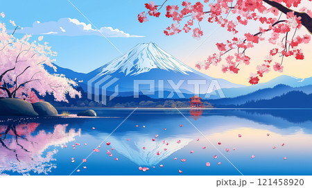 富士山のイラスト背景素材 121458920