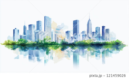 都市景観のイラスト背景素材 121459026