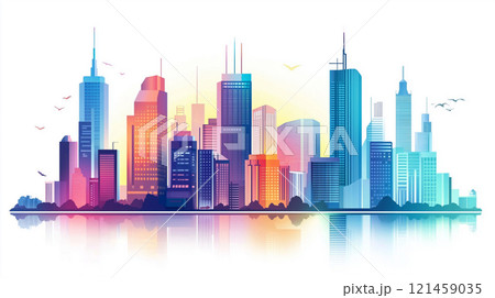 都市景観のイラスト背景素材 都市景観のイラスト背景素材 121459035