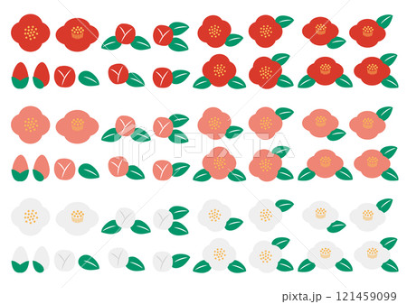 可愛い椿のイラストのセット 121459099