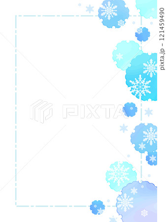 かわいい雪花もようのフレーム型テンプレート 121459490