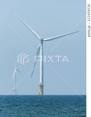 View of the Offshore wind power systems off the western coast of Taiwan. View of the Offshore wind power systems off the western coast of Taiwan. 121459516