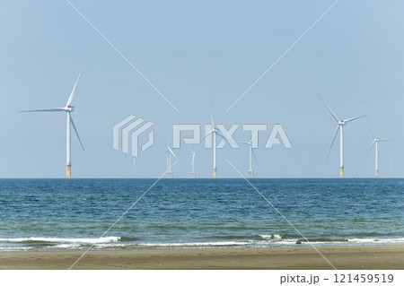 View of the Offshore wind power systems off the western coast of Taiwan. View of the Offshore wind power systems off the western coast of Taiwan. 121459519