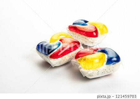 Three capsule for the dishwasher on the white background 121459703