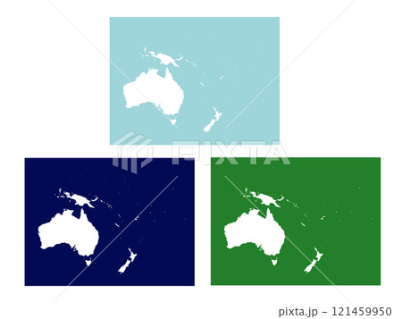 オセアニアの白地図＿背景3色セット 121459950