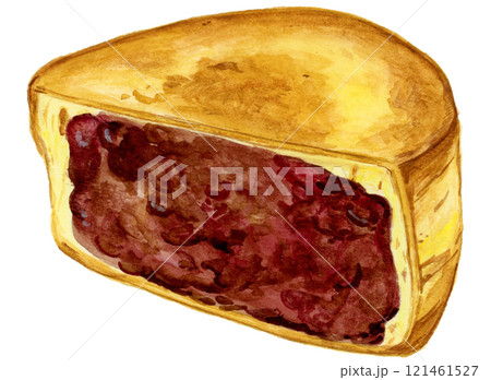 手描き水彩の半分に切った今川焼きのイラスト 121461527