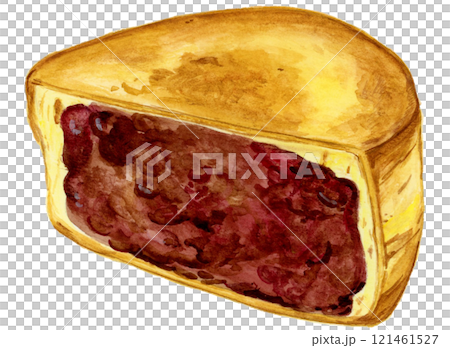 手描き水彩の半分に切った今川焼きのイラスト 121461527