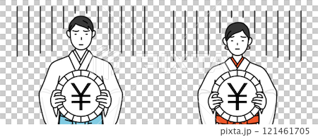 外匯損失和日圓疲軟、神社的神父和巫女形象 121461705