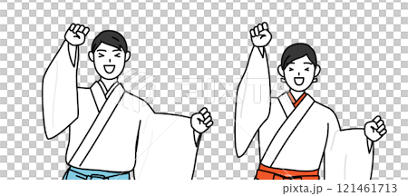 The shrine priest and shrine maiden jumping with joy and ease 121461713