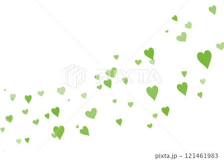 緑のハートが散りばめられた白バック 121461983