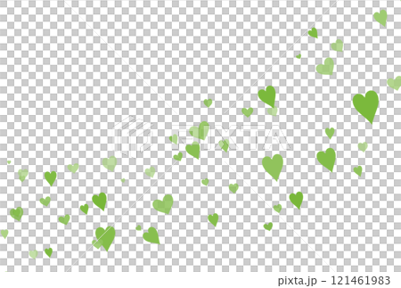 緑のハートが散りばめられた白バック 121461983