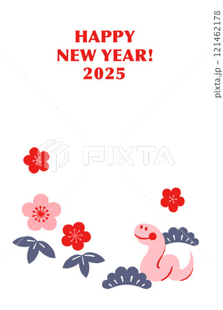 2025年かわいいへびの年賀状 巳年 Happy New Year 2025年かわいいへびの年賀状 巳年 Happy New Year 121462178