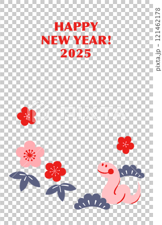 2025年かわいいへびの年賀状 巳年 Happy New Year 2025年かわいいへびの年賀状 巳年 Happy New Year 121462178