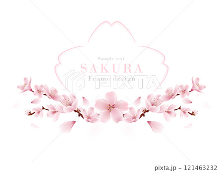 桜の花のフレームシリーズ-02｜春の桜のリアルなベクターイラスト 121463232