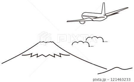 富士山と飛行機 121463233