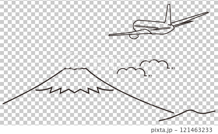 富士山と飛行機 121463233