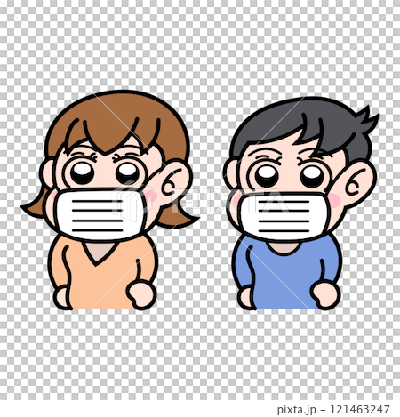 戴口罩的兒童插畫 121463247