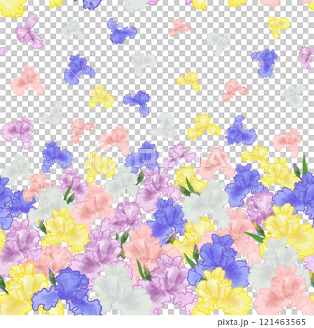 下から湧き上がるように飛び立つアイリスの花のパターン 下から湧き上がるように飛び立つアイリスの花のパターン 121463565